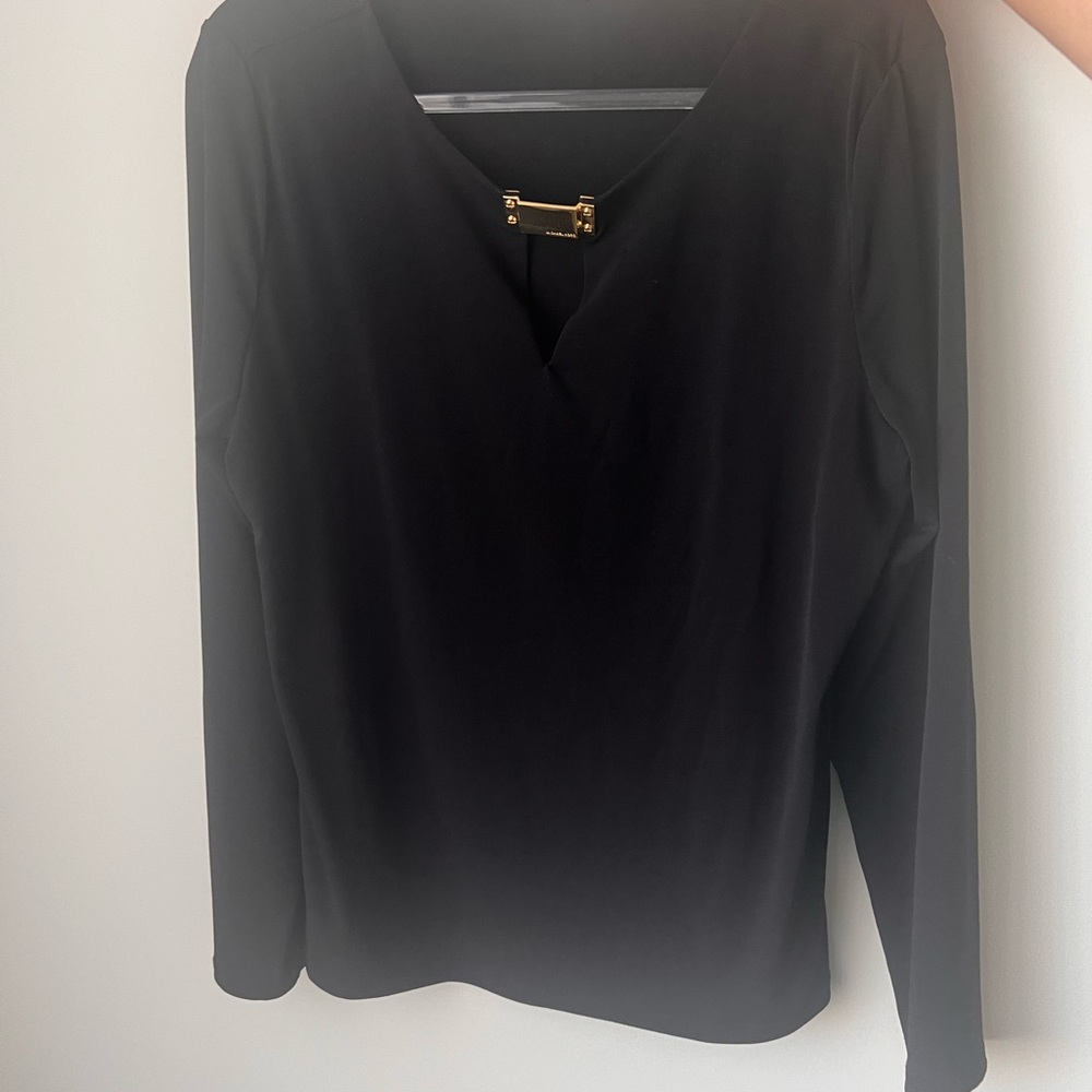 Michael Kors Black Blouse with Gold Accent